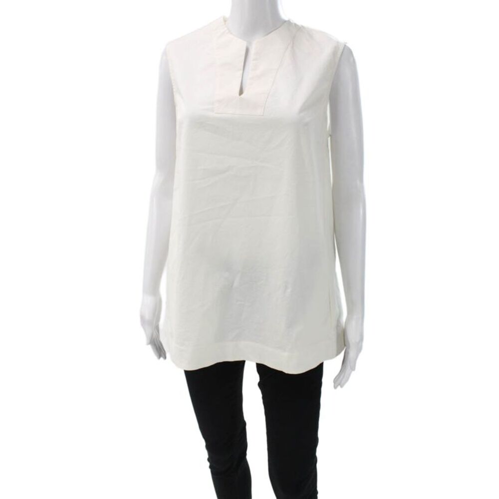 QL2 Womens Basic White V-Neck Sleeveless Blouse Size 42